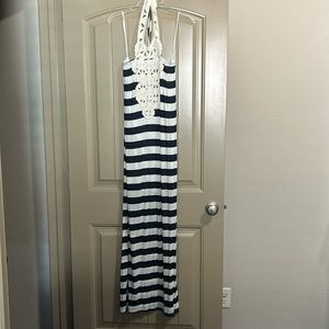 Blue & white maxi dress